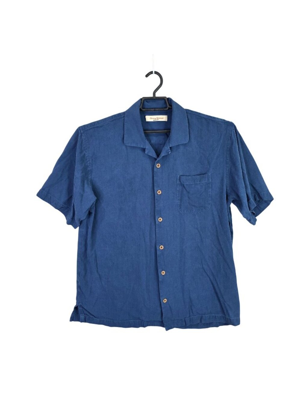Mens Tommy Bahama Blue 100% Silk Button Up Shirt Short Sleeve Size L